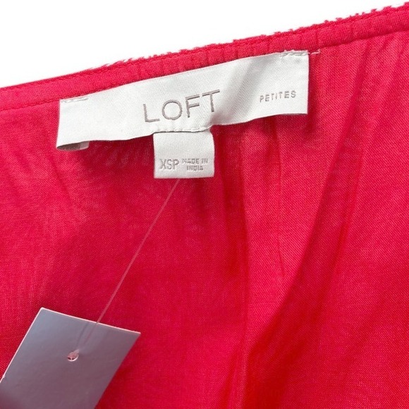 NWT‎ LOFT Red Floral Print Smocked Waist Sleeveless Mini Dress XS Petite - Picture 11 of 13